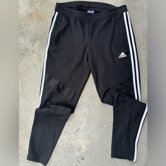Adidas 3 stripes black and white sport athletic pant - Picture 1 of 6